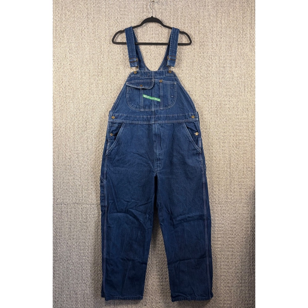 Key Imperial Mens Denim Bib Overalls Indigo Blue Cotton Workwear 42x29